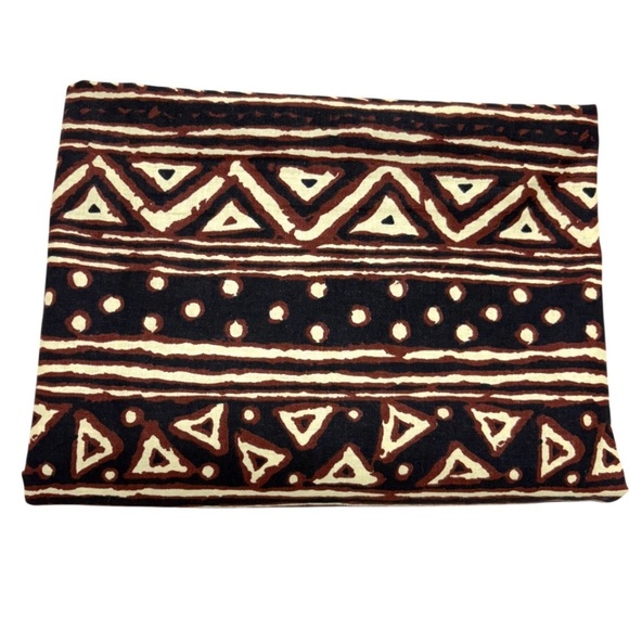 fabric remnant "mud" cloth repro vintage cotton 41" x 60" brown cream pristine - Picture 1 of 9